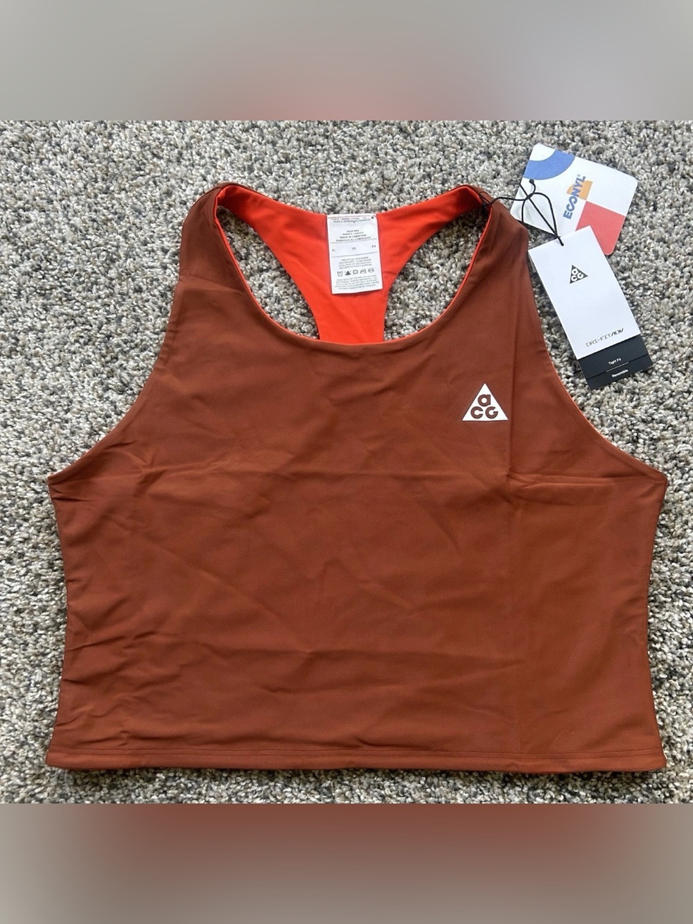 Nike ACG Tree Frog Reversible Tank Top Orange Brown Womens Size XL HJ0252-010